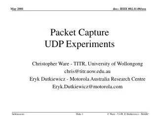 Packet Capture UDP Experiments