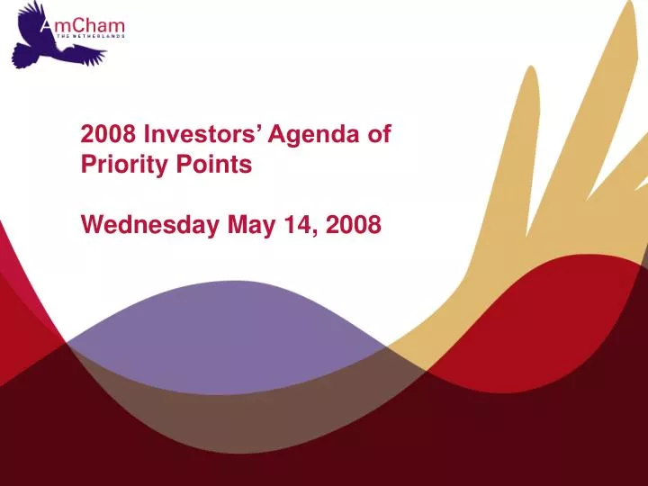 2008 investors agenda of priority points wednesday may 14 2008