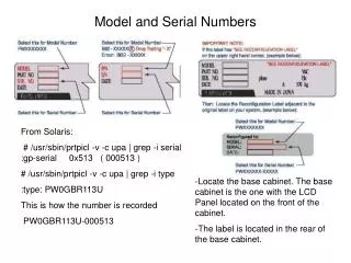 Model and Serial Numbers