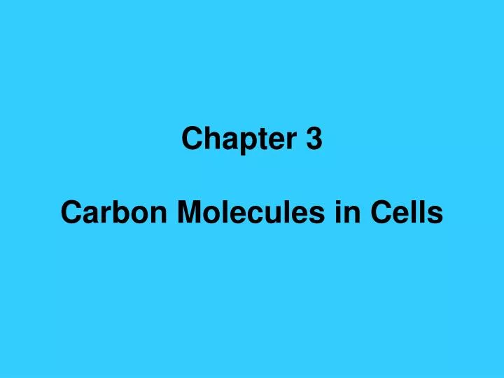 chapter 3 carbon molecules in cells