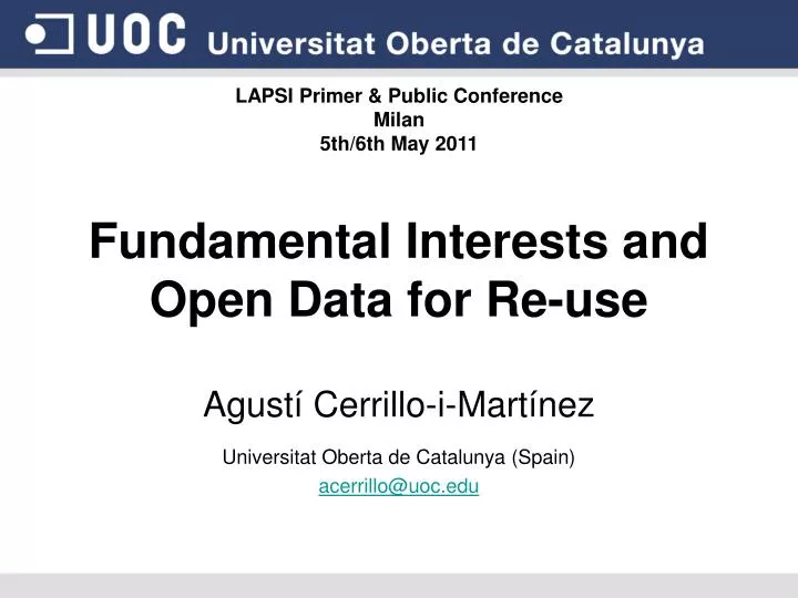 fundamental interests and open data for re use