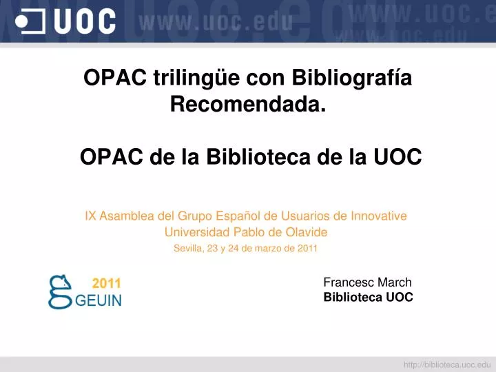 opac triling e con bibliograf a recomendada opac de la biblioteca de la uoc