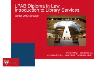 LPAB Diploma in Law Introduction to Library Services
