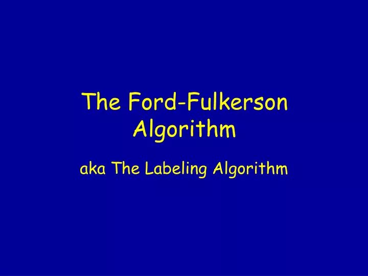 the ford fulkerson algorithm