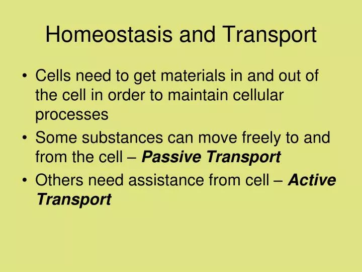 homeostasis and transport