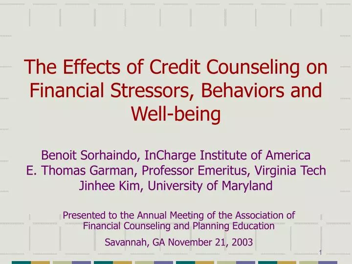 the effects of credit counseling on financial stressors behaviors and well being
