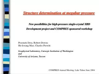 Structure determination at megabar pressure New possibilities for high-pressure single-crystal XRD