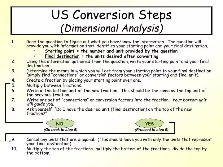 us conversion steps dimensional analysis