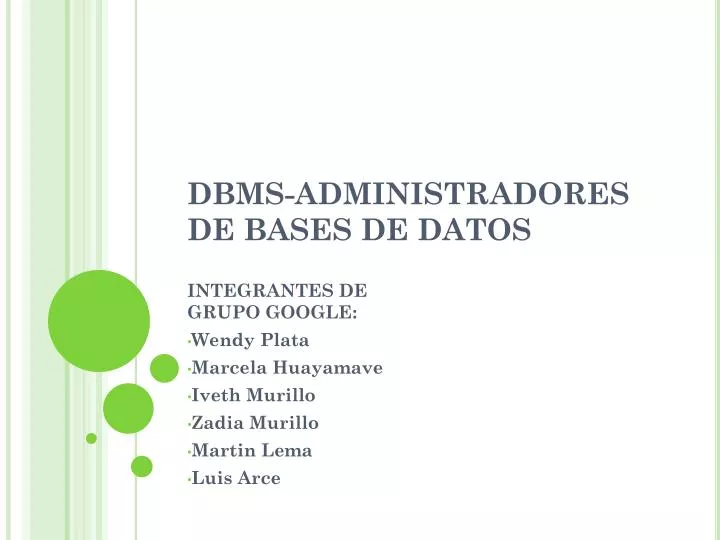 dbms administradores de bases de datos