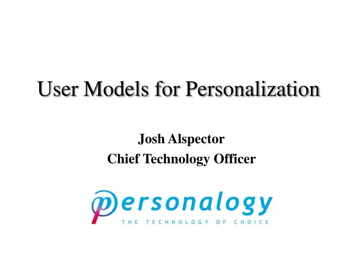 user models for personalization