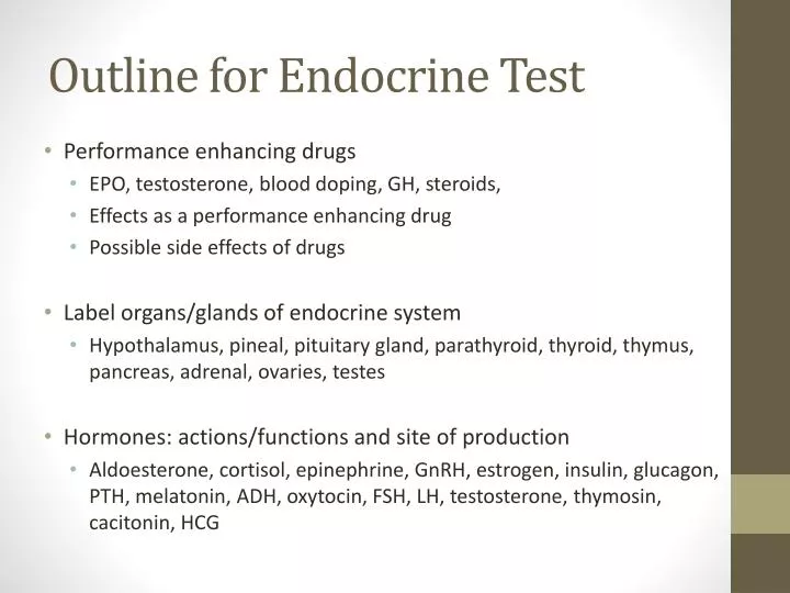 outline for endocrine test