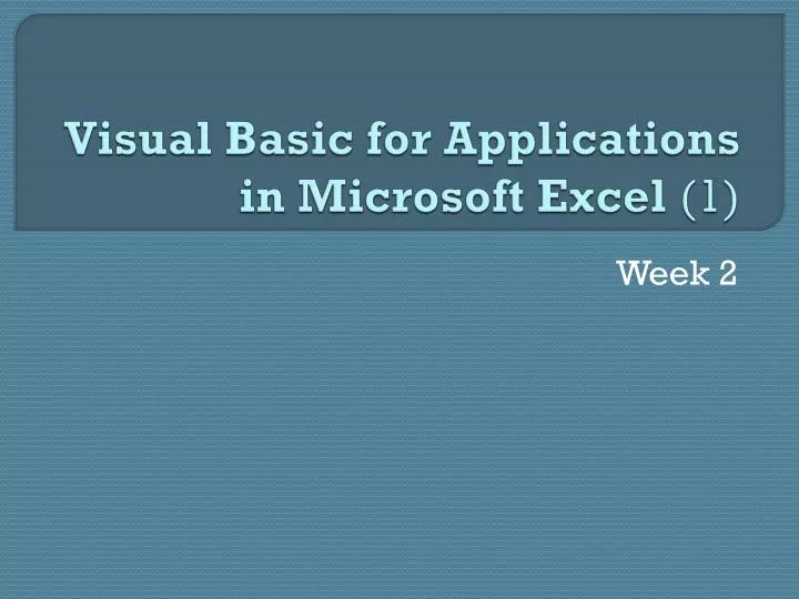 visual basic for applications in microsoft excel 1