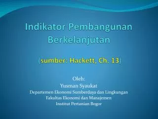 indikator pembangunan berkelanjutan sumber hackett ch 13