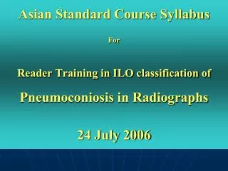 Asian Standard Course Syllabus For