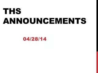 THS Announcements