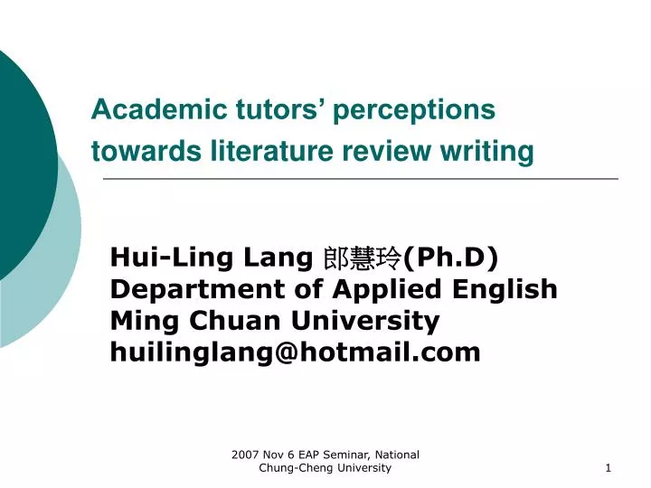 academic tutors perceptions towards literature review writing