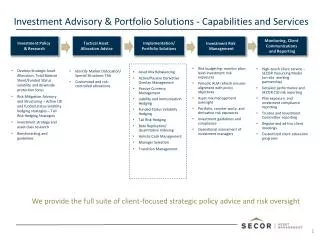 Investment Advisory &amp; Portfolio Solutions - Capabilities and Services