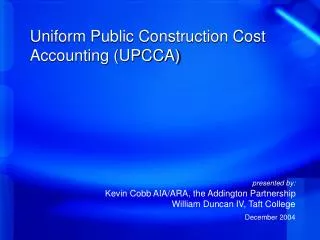 Uniform Public Construction Cost Accounting (UPCCA)