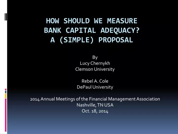 how should we measure bank capital adequacy a simple proposal