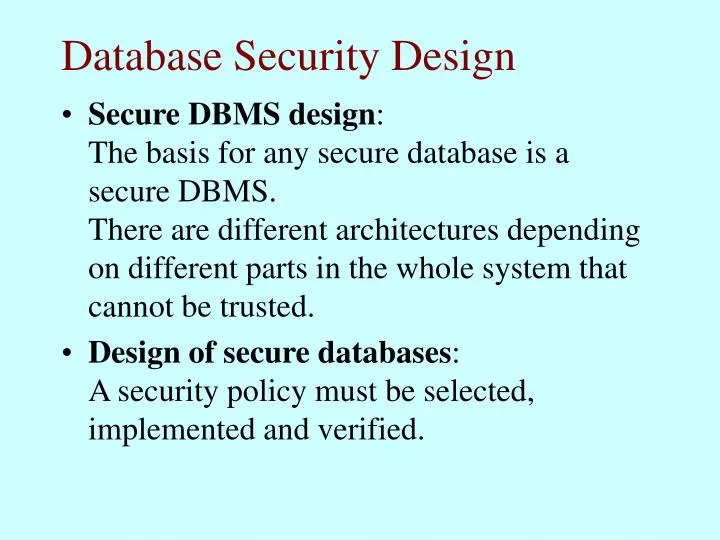 database security design