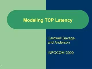 Modeling TCP Latency