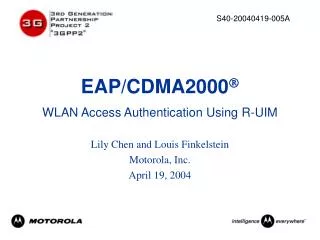 EAP/CDMA2000 ? WLAN Access Authentication Using R-UIM