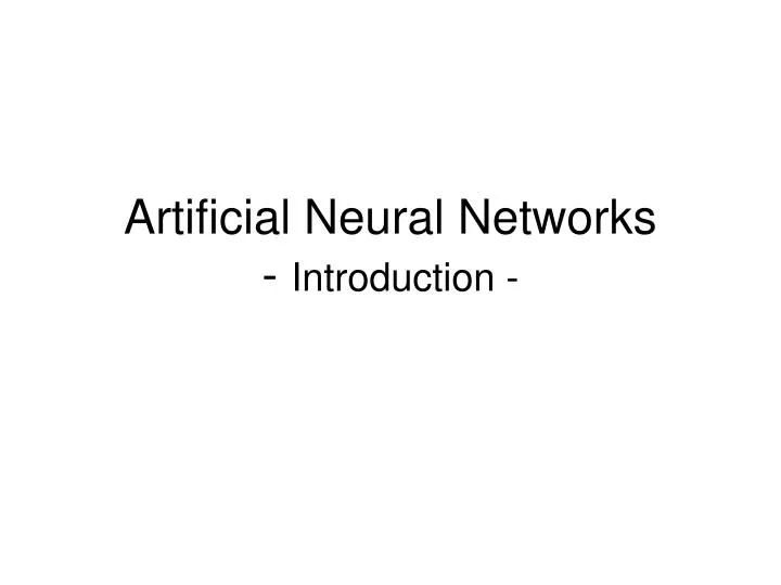 artificial neural networks introduction