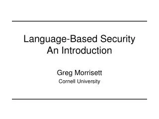 Language-Based Security An Introduction