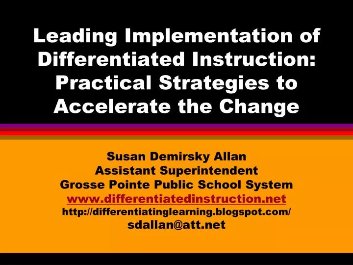 leading implementation of differentiated instruction practical strategies to accelerate the change