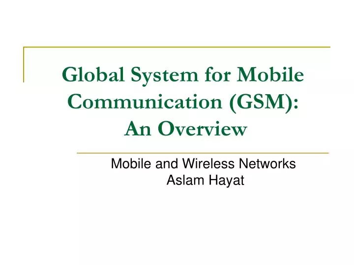 global system for mobile communication gsm an overview