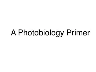 A Photobiology Primer