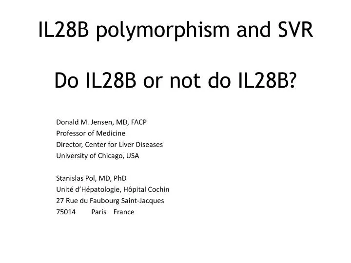 il28b polymorphism and svr do il28b or not do il28b