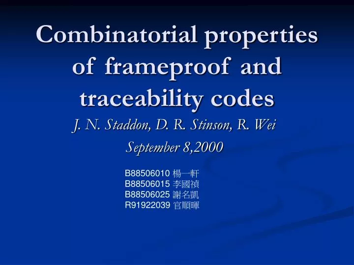 combinatorial properties of frameproof and traceability codes