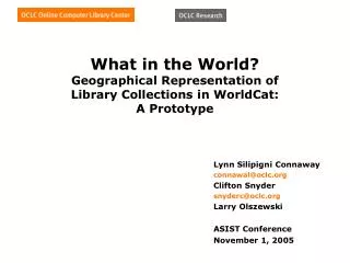 What in the World? Geographical Representation of Library Collections in WorldCat: A Prototype