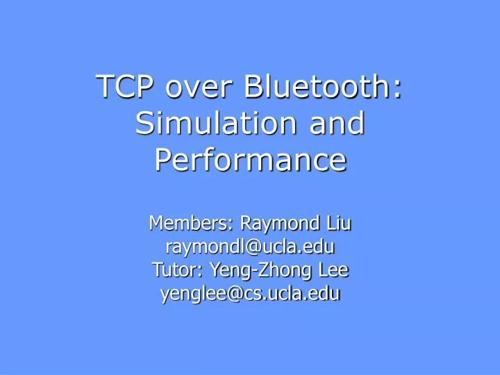 tcp over bluetooth simulation and performance