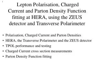 Polarisation, Charged Current and Parton Densities