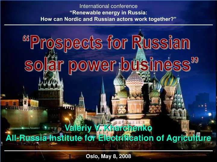valeriy v kharchenko all russia institute for electrification of agriculture