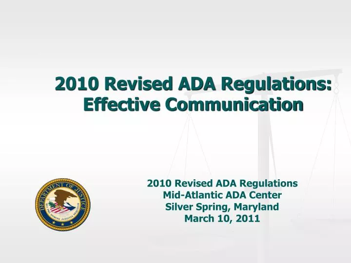 2010 revised ada regulations effective communication