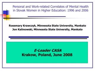 Rosemary Krawczyk, Minnesota State University, Mankato