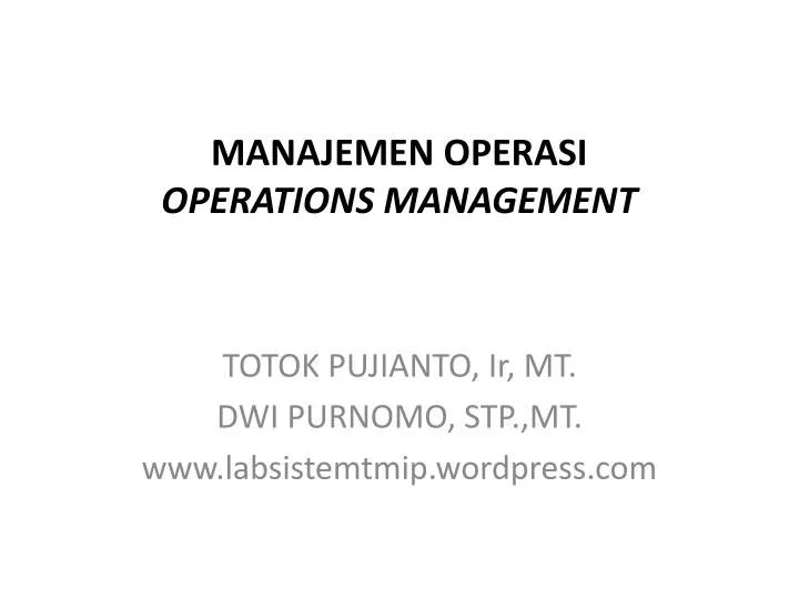 manajemen operasi operations management