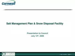 Salt Management Plan &amp; Snow Disposal Facility