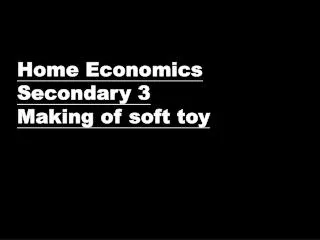 Home Economics Secondary 3 Making of soft toy