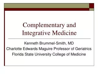 Complementary and Integrative Medicine