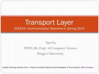 Transport Layer ECE544: Communication Networks-II, Spring 2013