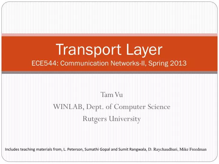 transport layer ece544 communication networks ii spring 2013