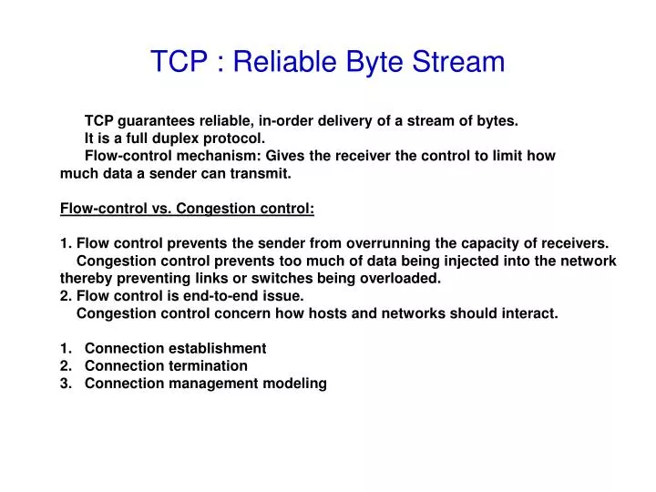 tcp reliable byte stream