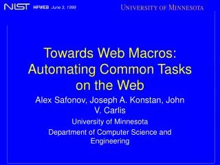 Towards Web Macros: Automating Common Tasks on the Web