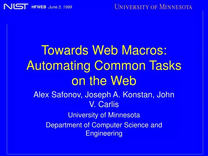 towards web macros automating common tasks on the web