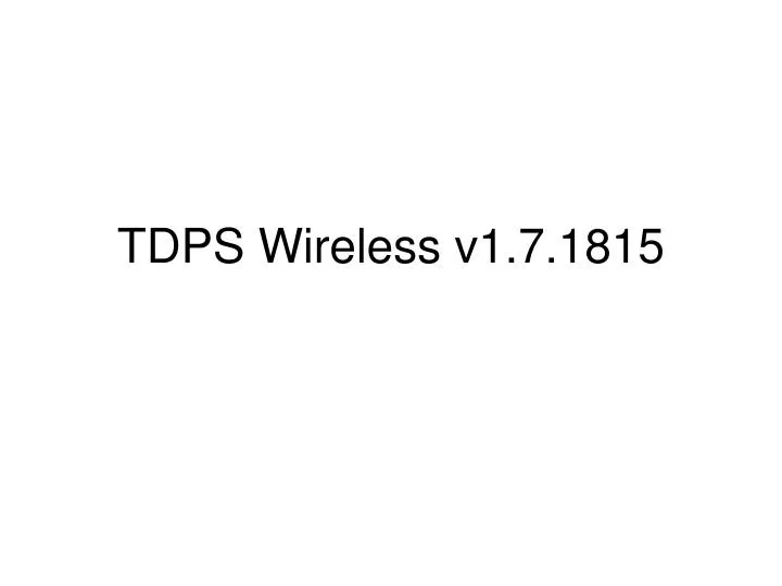 tdps wireless v1 7 1815