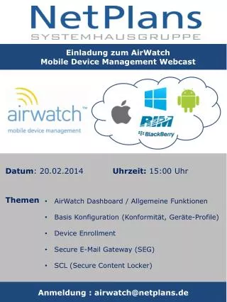 Einladung zum AirWatch Mobile Device Management Webcast